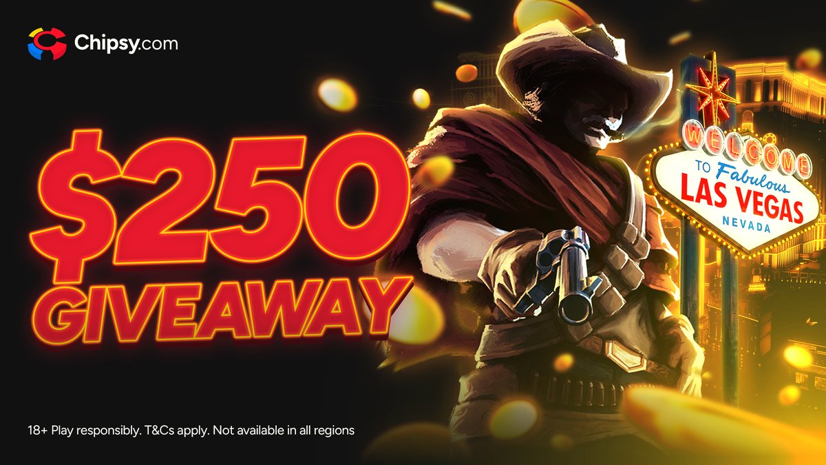 ChipsyCasino's tweet photo. $250 casino credit giveaway.

follow @ChipsyCasino + RT this post, that's it, you're in. Yes, it's that simple. one winner, drawn in 48h 🟡 https://t.co/DnEgLYVnvy
