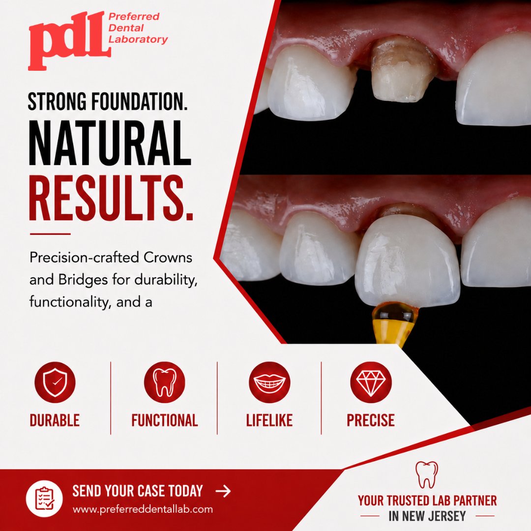 PreferredLab's tweet photo. Preferred Dental Lab crafts restorations designed for dependable fit, lasting strength, and lifelike esthetics.

📩https://t.co/FgcHjorFwz

#DentalLab #NJ #CrownAndBridge #DentalCrowns #DentalRestorations #RestorativeDentistry #DentalProfessionals #DigitalDentistry #Precision https://t.co/M42FIaCaWT