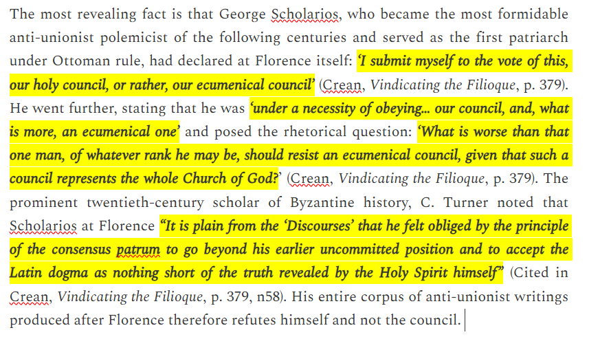 papism101's tweet photo. HUGE FIND! 

Gennadius Scholarius calls Florence an Ecumenical Council and then turns around and sells himself to Ottoman money... https://t.co/BEthXDx4Qh