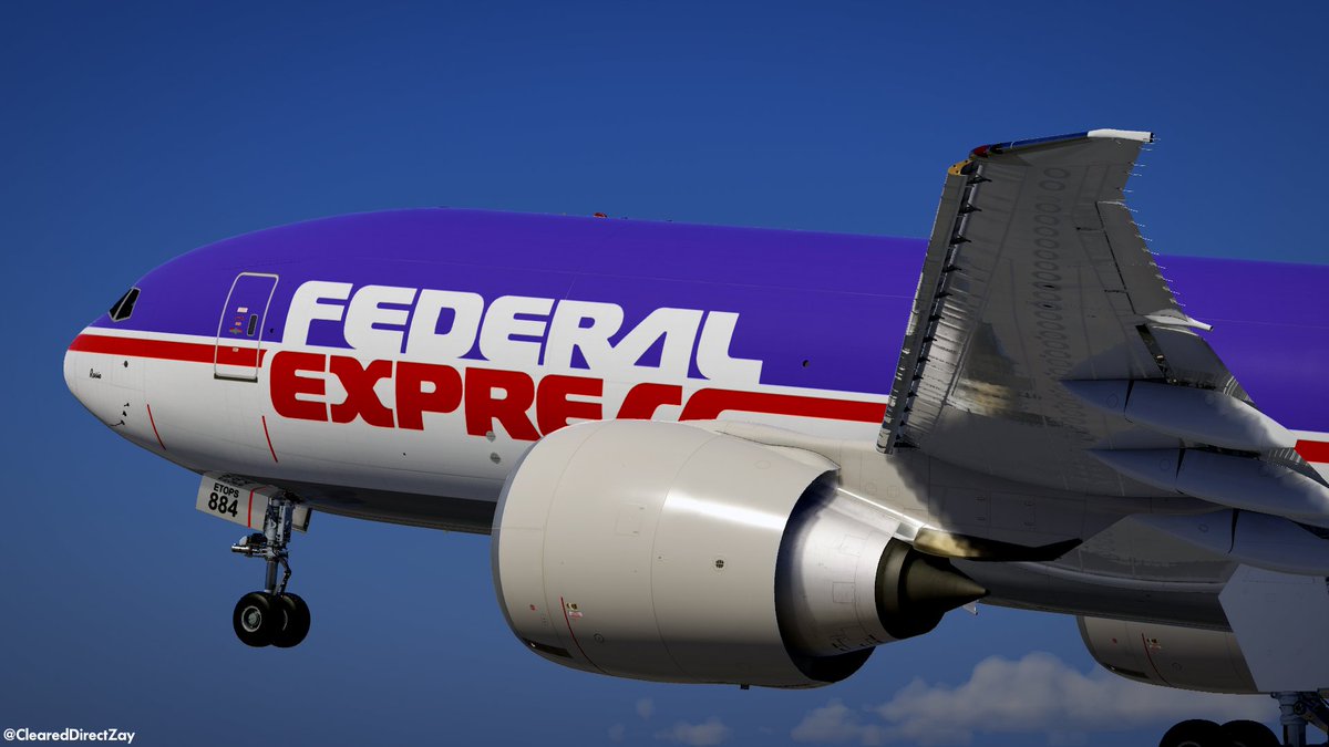 FlightFactor's tweet photo. 📦 Retro is back at FedEx! ✈️

The new retro 777F livery looks right at home on N884FD. And the best part? You can already fly it in the FlightFactor 777v2, thanks to ClearedDirectZay! 💜

🔗 Grab the livery here: https://t.co/hxuq6O4EyG https://t.co/5wtSPG6BGg
