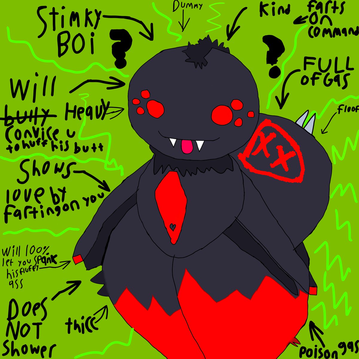 MothiSilky's tweet photo. This fat chud was also inspired by @BassyBocco's spider monster that probably never left the underground. This gay lil guy is named Silki, cuz I was bored. https://t.co/fS3pBIJjHp