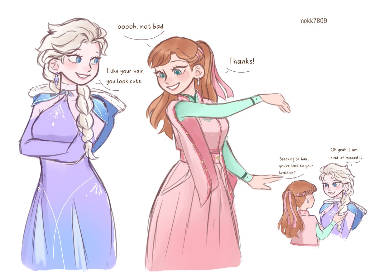 nokk7809's tweet photo. Wanted to try drawing their new outfits  really quick #frozen3 #elsa #anna https://t.co/gorqTP4bwt