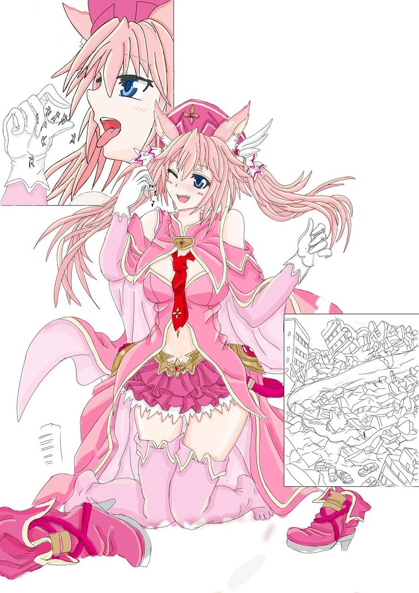 AadmGts's tweet photo. 巨大魔法少女　まじかる☆ギガンティア
小◯生の少女が変身するニチアサ系魔法少女です。

全く悪意が無い純粋な良い子で、都市の破壊や残虐な行為も「正義を達成したご褒美の、気持ちよくなる楽しいこと」と認識しています。
2枚目、レイヤー設定ミスしています。 https://t.co/RLIroXzVNL