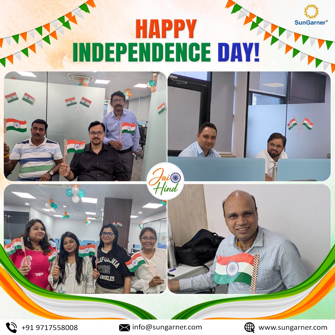 sungarnersolar's tweet photo. Celebrating Freedom, Unity &amp; Togetherness! 🇮🇳

A day to celebrate our nation, cherish our freedom, and create memories together. ❤️
Team SunGarner wishes everyone a very Happy Independence Day! ✨
#TeamSunGarner #HappyIndependenceDay #15August #ProudIndian  #SungarnerEnergies https://t.co/OJtjq2fm1j