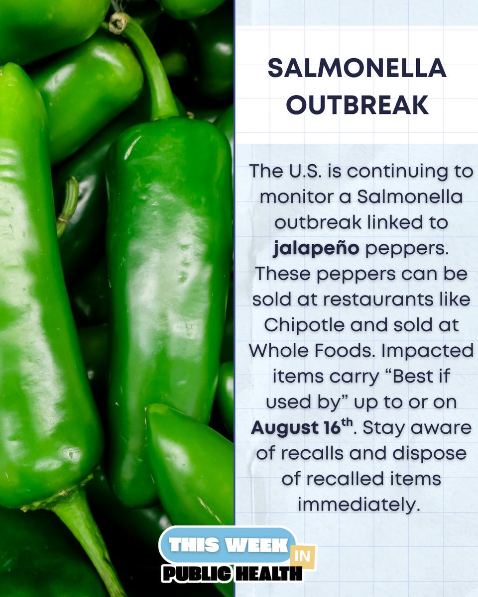SOPHEtweets's tweet photo. This Week in Public Health – Aug. 14

Here’s what you need to know 👇

🦠Cyclosporiasis outbreak update. https://t.co/HazHdS3zcf

🌶️Salmonella outbreak. https://t.co/qETeN0gZyA

😷COVID 19 summer surge. https://t.co/PKIHgYTJCw

💬Which story is most relevant to your work? https://t.co/FPILDNgmdN