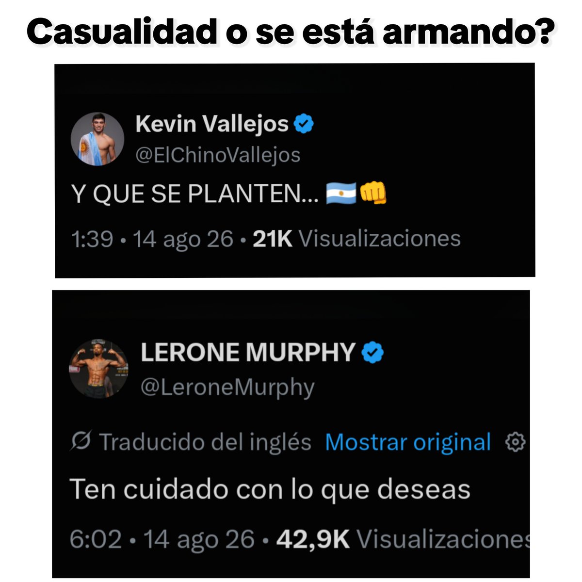 ClubDeLasMMA's tweet photo. Hace meses pido esta pelea, y veo estos tuits y me sube el hype al máximo

No la quiero, la necesito!! https://t.co/88YpgpLrTJ
