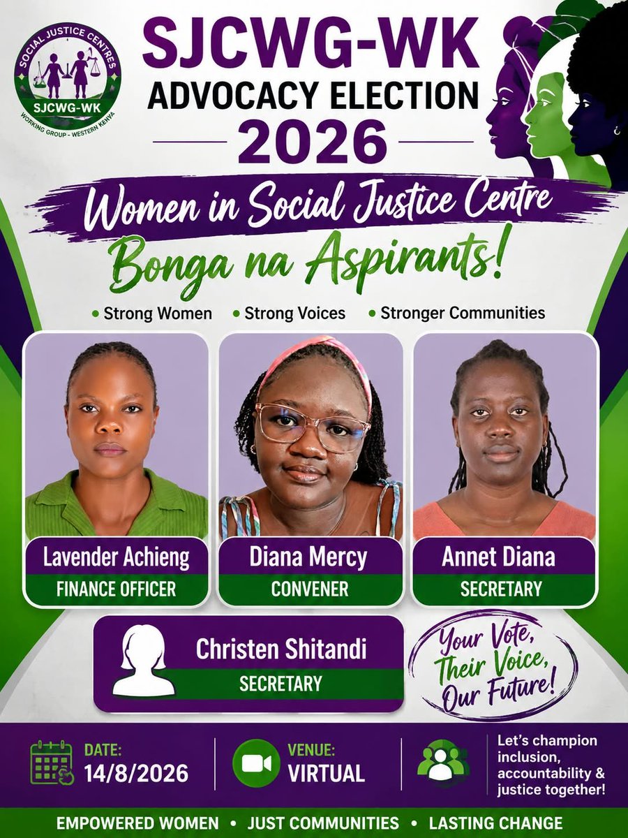 social_wg's tweet photo. Join us as we engage aspirants for Women in Justice Centers Committee ahead of 28th election in an open conversation on leadership, accountability, inclusion and the future of our women HRDs. Let’s listen, engage and ask the questions that matter. 

https://t.co/ZhhlEJwCNM https://t.co/Qx5HqE6L0b