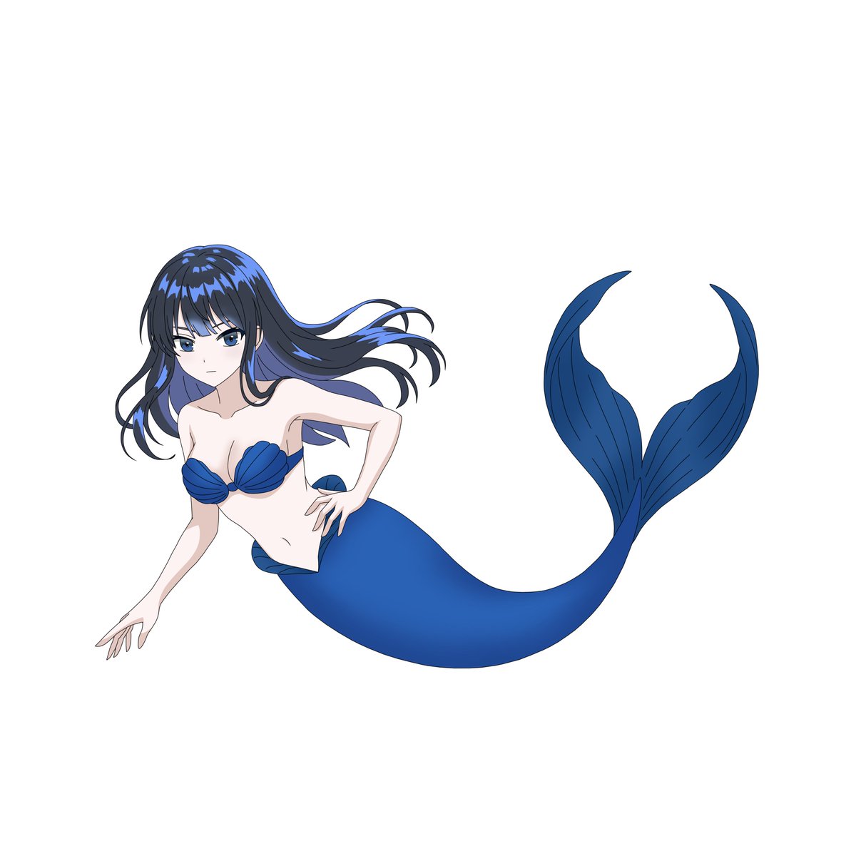 Vtuber碧生れいさんの人魚ファンアートのを描きました