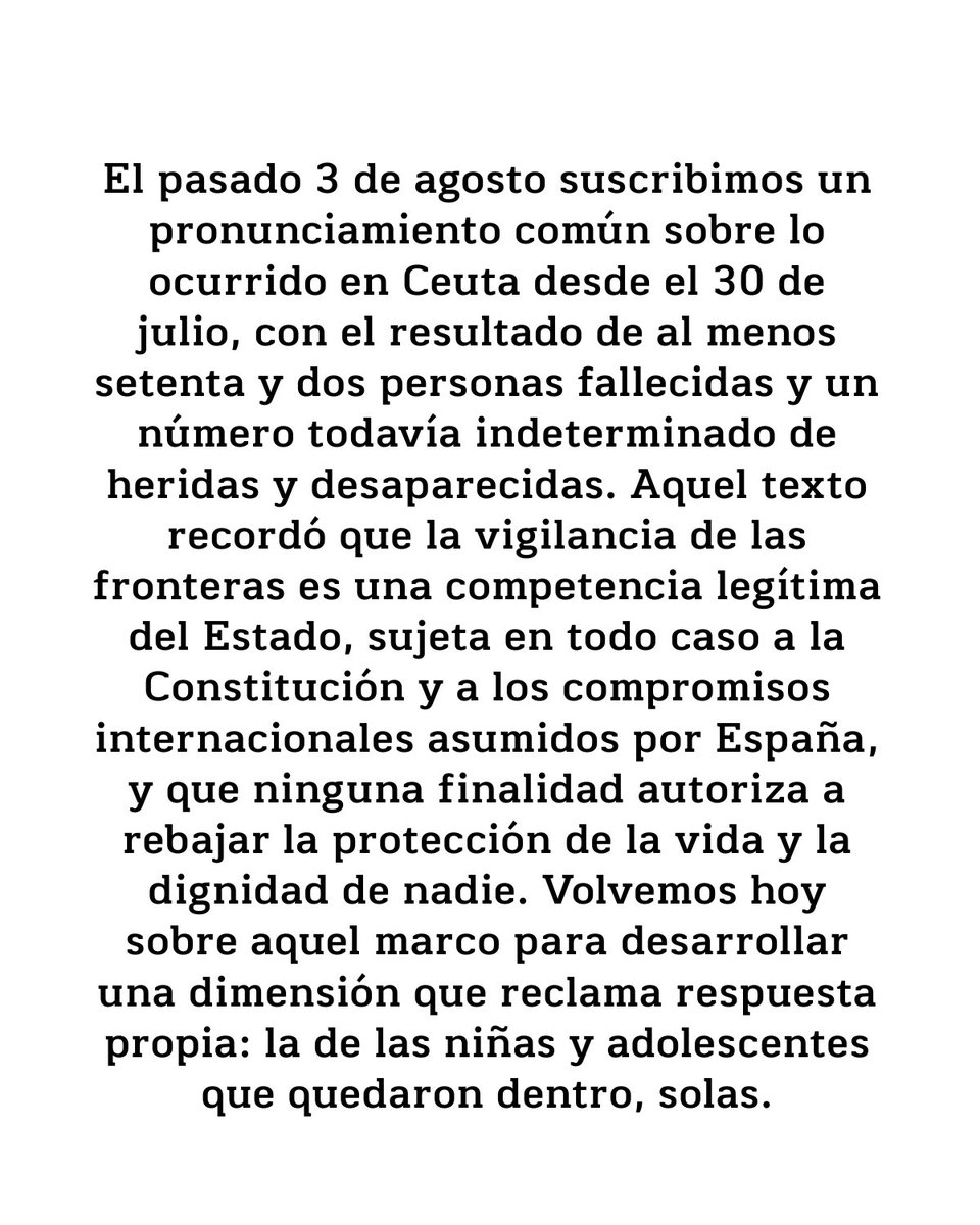 mujeresjuezas's tweet photo. 📣Comunicado conjunto de la Unión Progresista de Fiscales, la Asociación Pro Derechos Humanos de España, la AMJE y la Federación de Asociaciones de Promoción y Defensa de los Derechos Humanos, sobre la infancia femenina no acompañada en Ceuta.

@UPFiscales @apdhe https://t.co/b19z4gWwas
