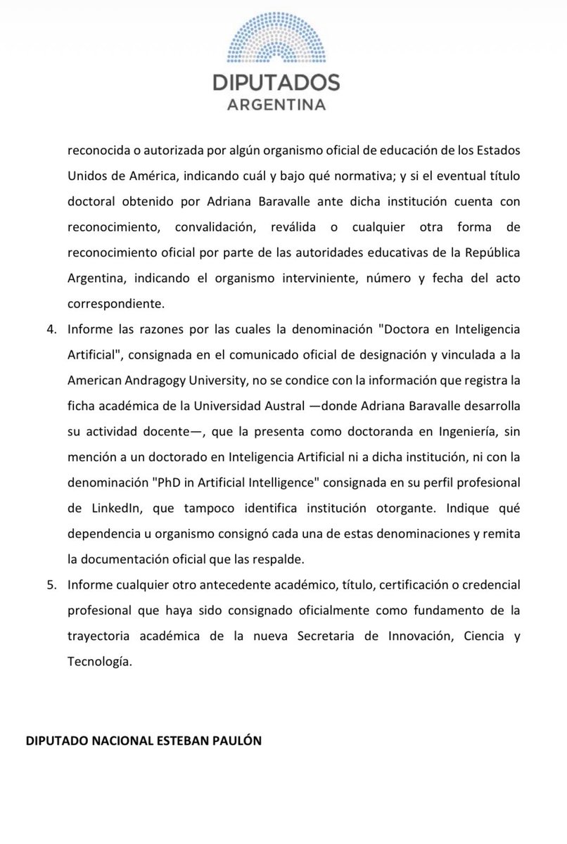 EstebanPaulon's tweet photo. 🔥BARAVALLE FLOJA DE PAPELES🔥

La nueva Secretaria de Ciencia y Tecnología de la Nación no puede dar cuenta de sus titulaciones, trayectoria y solvencia. Y eso es muy grave! 
Pedimos explicaciones al Jefe de Gabinete @diegosantilli ante la preocupación generada.
La Ciencia es suficientemente importante como para ponerla en manos improvisadas.
