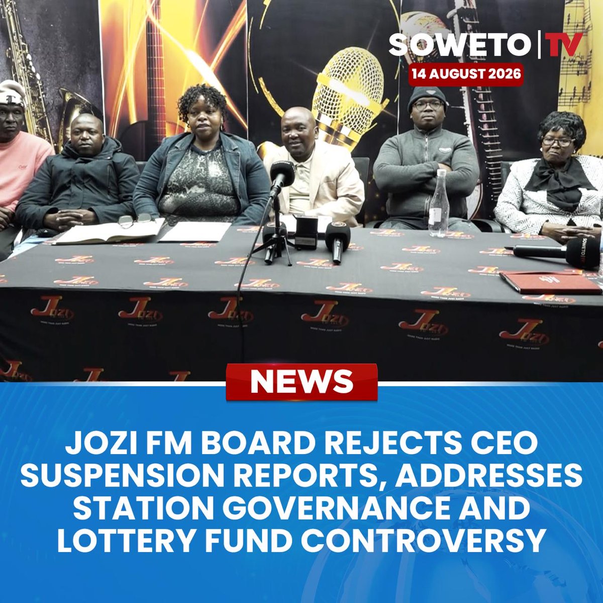 SowetoTVchannel's tweet photo. Jozi FM’s board denies CEO Dr Mpho Mhlongo has been suspended and addresses ongoing lottery funding investigations.
Published: 14 August 2026
#SowetoTVNews #JoziFM #JoziFMBoard #StationGovernance #MphoMhlongo #NationalLotteriesCommission #Soweto #Dube https://t.co/MrZ9Vthuhr