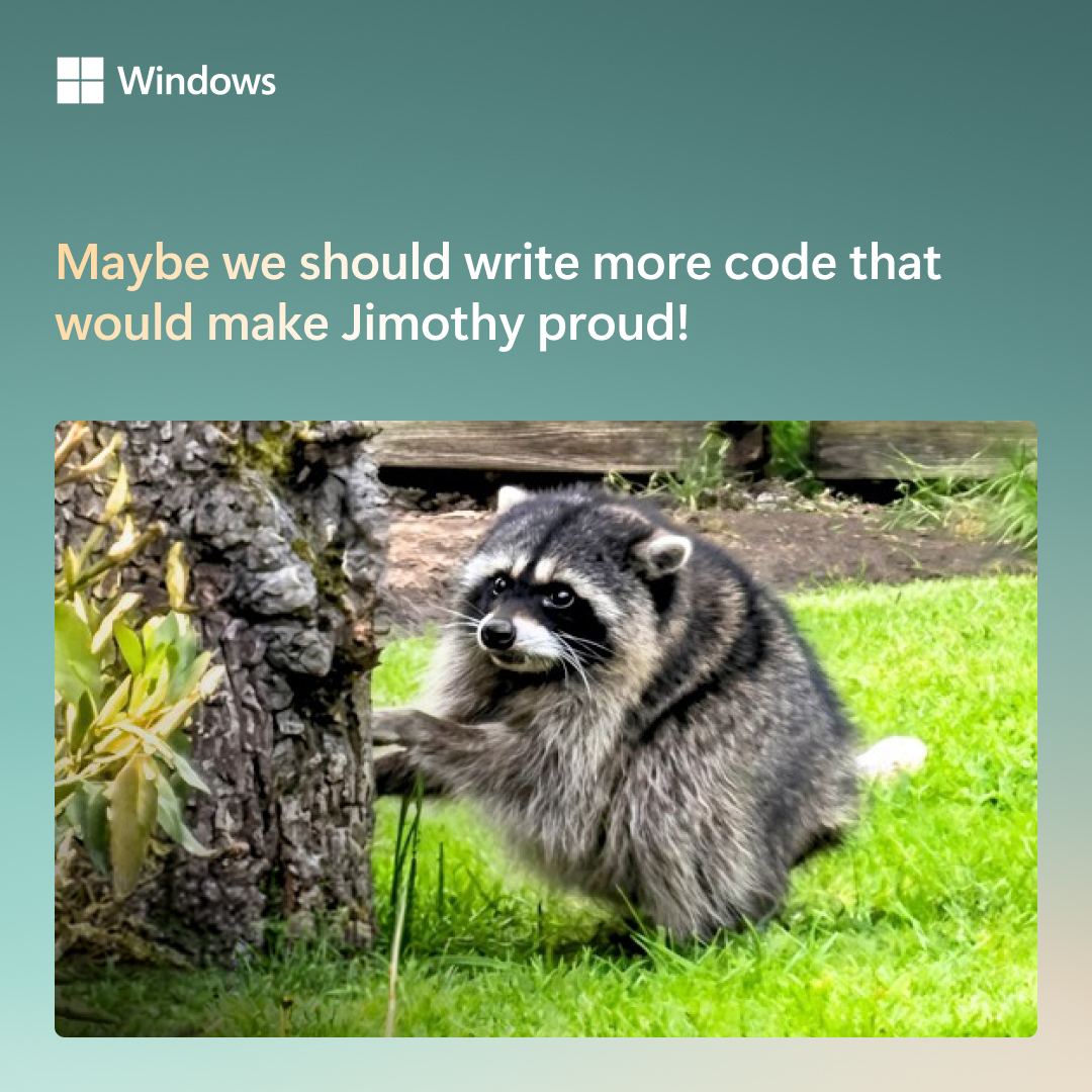 windowsdev's tweet photo. Jimothy is the coworker we all need in the office. https://t.co/NEoE3REMhH