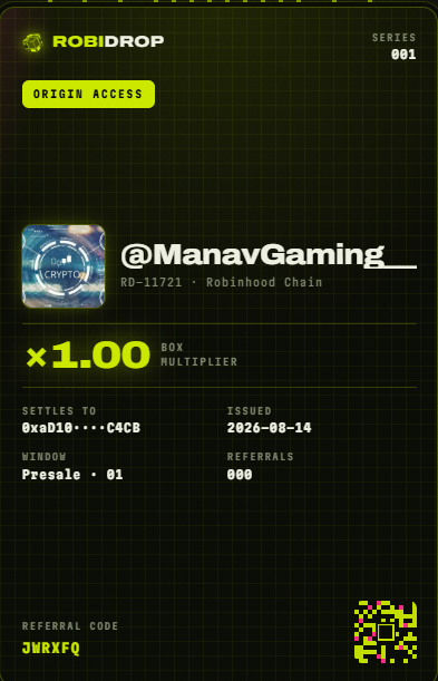 ManavGaming__'s tweet photo. Got my RobiDrop Series 001 pass. The first presale window is pass-only. https://t.co/oBOAsaSeiE https://t.co/Z3vfx9z8iC
