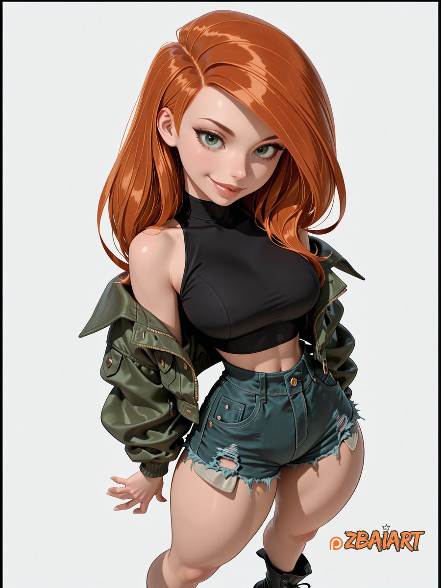 Zbaiart3D's tweet photo. Art-direction note: denim styling gives Kim Possible a sharper silhouette against white. #KimPossible #3DArt #ZBaiArt3D https://t.co/uyL7wSG8mp