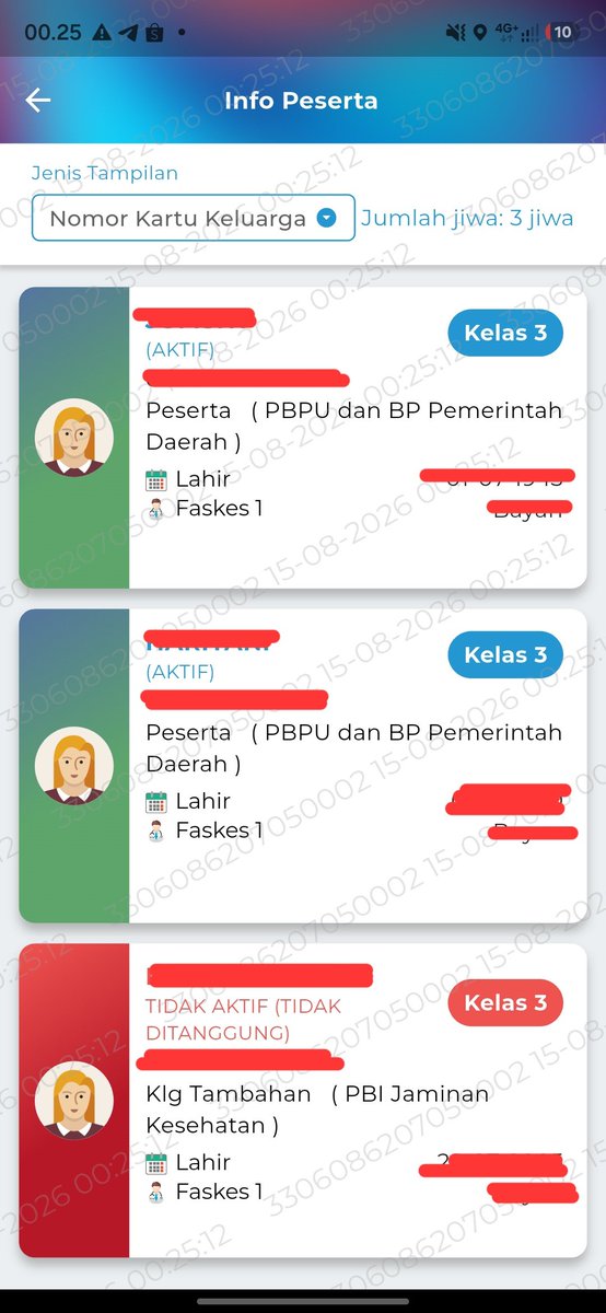 dnwldr_'s tweet photo. @BPJSKesehatanRI min ini kok bisa ya salah satu anggota keluarga ga aktif padahal yang lain aktif, btw yg ga aktif itu usianya 21 tahun dan masih berkuliah ya, mohon dijawab https://t.co/kWU6zWNKdw