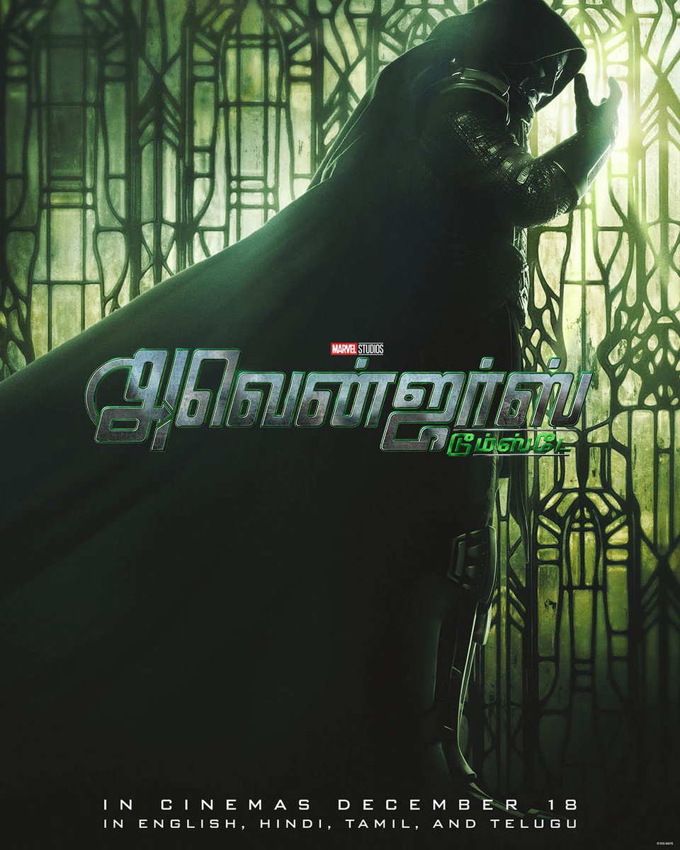 Marvel_India's tweet photo. Doomsday is December 18. 
Releasing English, Hindi, Tamil and Telugu
#AvengersDoomsday https://t.co/BSfiNlcgTt