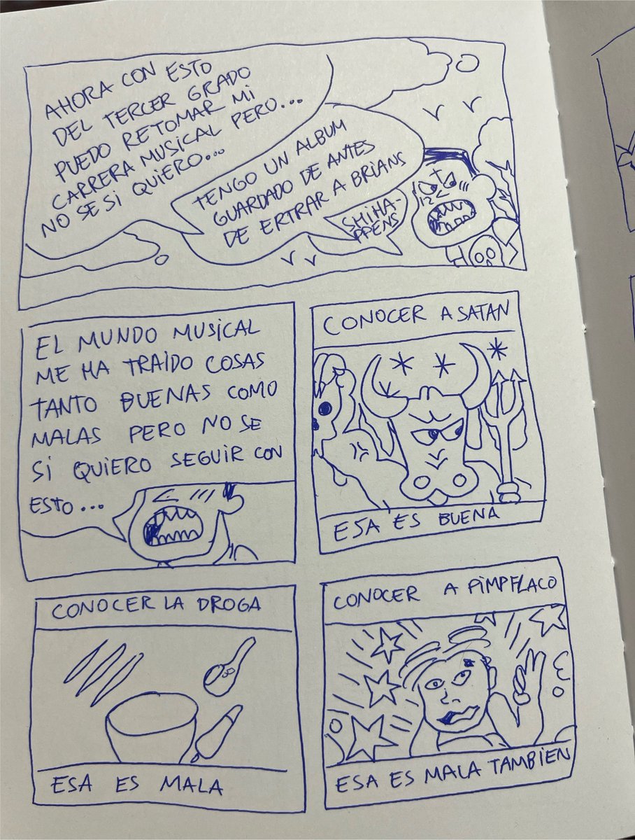 danicaballerou's tweet photo. “El mundo musical me ha traído cosas tanto buenas como malas […] 

-Conocer a Satán, esa es buena

-Conocer la droga, esa es mala

-Conocer a Pimp Flaco, esa es mala también”

 📖 Extraído del cómic de Cecilio G escrito desde la cárcel https://t.co/CLYYSDz7gn