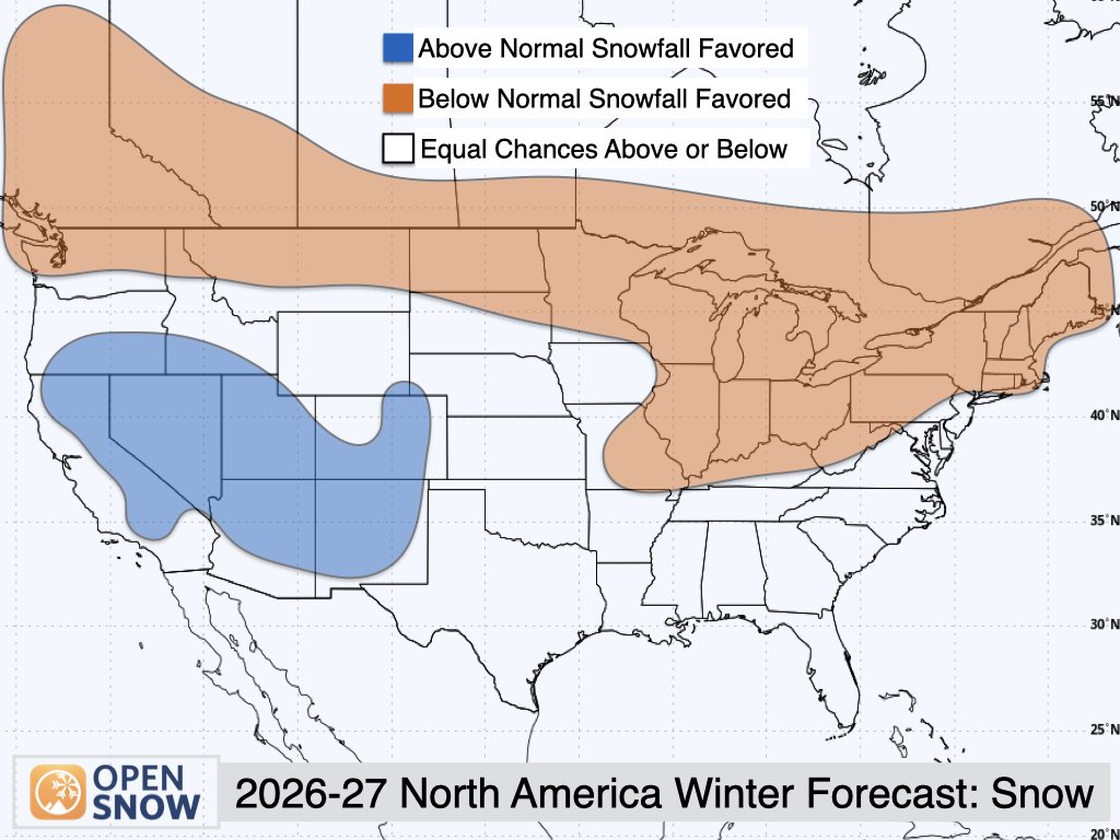 OpenSnow's tweet photo. 2026-2027 Winter Forecast Preview https://t.co/98QFpZP1tR