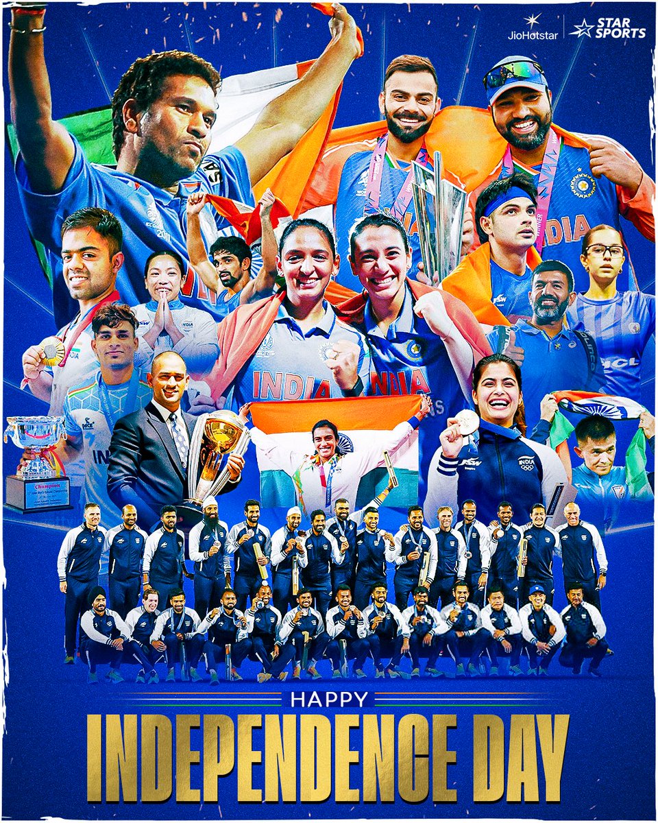 StarSportsIndia's tweet photo. Khel koi bhi ho, goonj sirf INDIAAAA... INDIA!  🇮🇳

Happy Independence Day! https://t.co/8in3KpuLkf