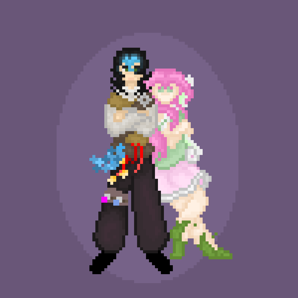 ThisWildZam's tweet photo. do i post stuff on here too? uhm. 

A piece inspired by today's stream! Inspired by that moment where theyre in front of Juniper and Ros and talk about how they've survived the bandits.

It's the thems!    
#tfsmp https://t.co/JiJEqtqyty