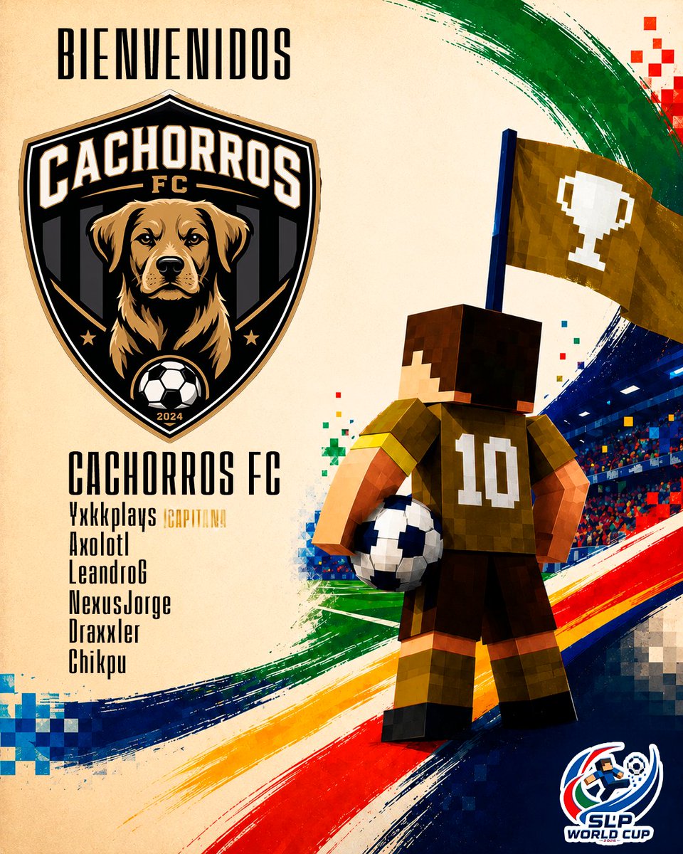 proyectcero's tweet photo. 👋⚽ ¡CACHORROS FC ya está en la cancha! 🐶🏆

Capitaneados por @yxkkplays, llegan listos para competir, dar pelea y buscar dejar su marca en esta SLP World Cup. 🔥

Con una plantilla que promete entrega y ganas de competir, Cachorros FC se suma oficialmente a la competición.

¡Bienvenidos y mucho éxito en el torneo! 💪

#SLPWorldCup