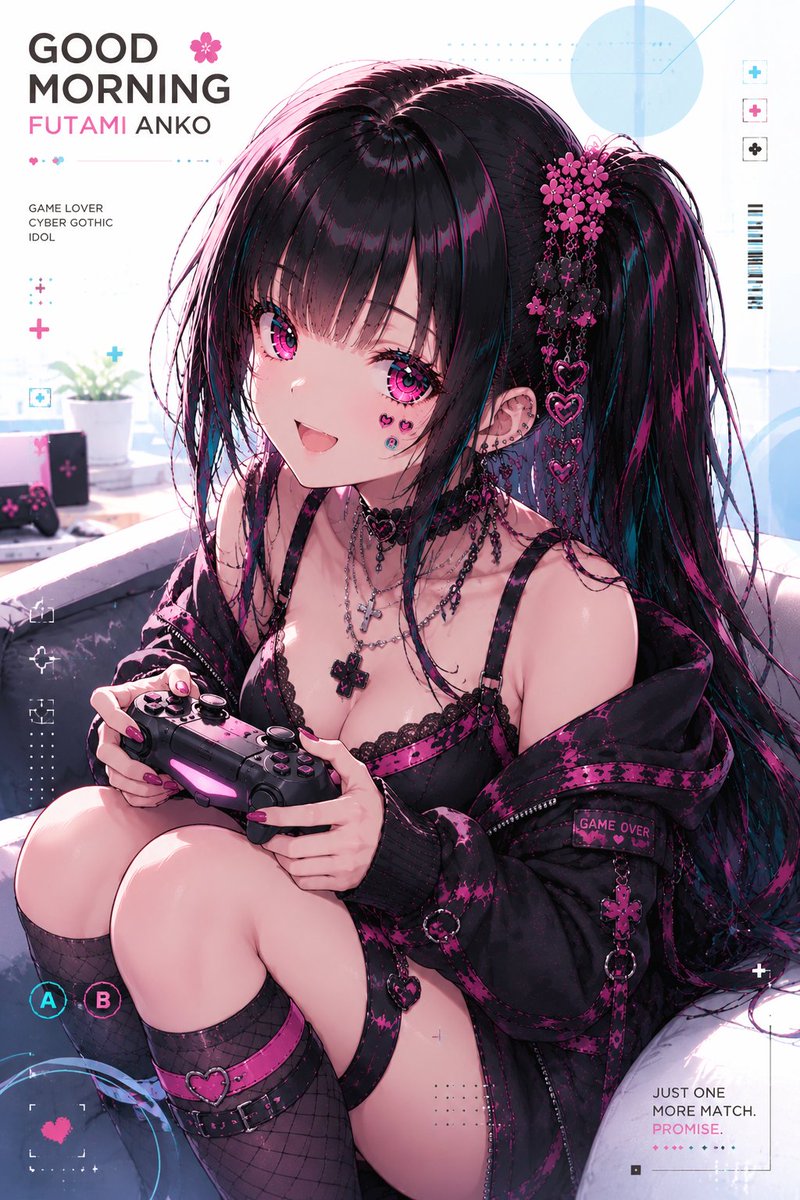 GARENA123's tweet photo. おは地雷子ちゃん🩷🩵
「おはよっ☀️💗
今日はゆっくり遊ぼ？🎮✨
……もちろん、私とね？💕🖤」 https://t.co/6xlt1l1RH9