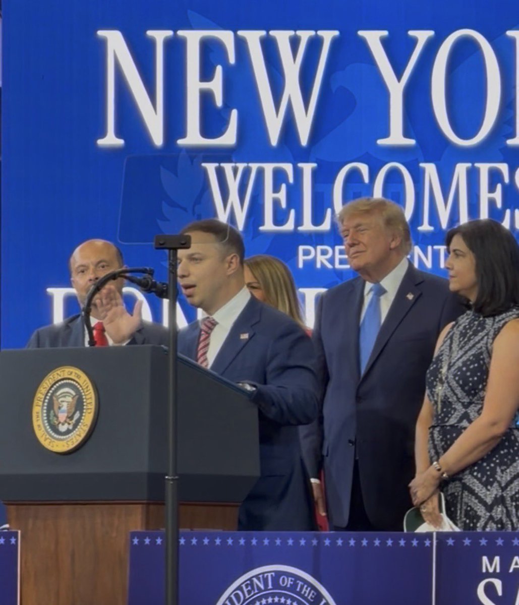 constantino's tweet photo. ANTHONY CONSTANTINO SPEAKS WITH PRESIDENT TRUMP ON STAGE IN NASSAU COUNTY, IMPLORING ALL NEW YORKERS TO VOTE REPUBLICAN 

Nassau County, NY — 14 August 2026 —  Anthony Constantino, Republican candidate for New York’s 21st Congressional District, joined President Donald J. Trump on stage today at the Nassau County Police Academy. 
Towards the end of his remarks, President Trump announced to the crowd “Anthony Constantino, who is running for Congress, come on up!”

Constantino greeted the President on stage, and delivered the following remarks:

“I just want to say thank you very quickly to President Trump for inspiring me to be here. I wasn’t a politician until very recently. I saw what he did for our country, stepping aside from his incredible business, and I decided I wanted to do the same thing because of him. I think I’m still an objective person, Bruce Blakeman called me an anti-politician, so I have a clear message to everybody in New York State: Democrats, Independents, Republicans, you have no choice anymore but to vote Republican. Vote Bruce Blakeman, vote every Republican you can find. The Democrats are destroying our state.”

Constantino’s appearance alongside President Trump comes as the campaign continues to build momentum heading into the general election.

ABOUT ANTHONY CONSTANTINO
Anthony Constantino is the Trump-endorsed frontrunner to succeed Elise Stefanik in New York’s 21st Congressional District and the founder and CEO of Sticker Mule, a global company headquartered in New York with over 1,000 employees. He put the Vote for Trump sign atop his tallest factory building after endorsing President Trump to his 5 million customers. He also compiled a 2-1 (2 KOs) professional boxing record after going pro for his 40th birthday.

PRESS CONTACT
Paul Antonelli
press@constantino.com
518 866 6298