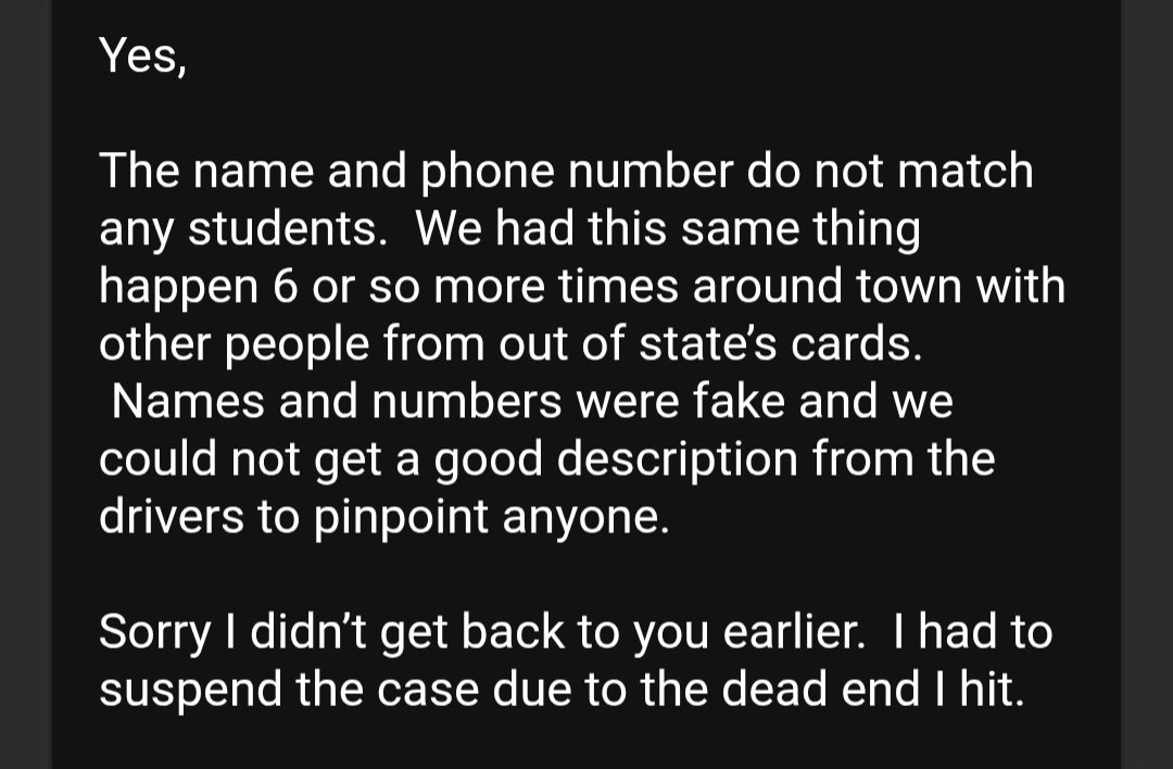 HS_momma's tweet photo. The charlie kirk case reminds me of this incident back in 2020. Cops had the address the food was delivered to (group of 4 people that were in that room). The officer told me that the flight students did not know english. I wonder what kind of description they needed... https://t.co/CLvGjX0teY