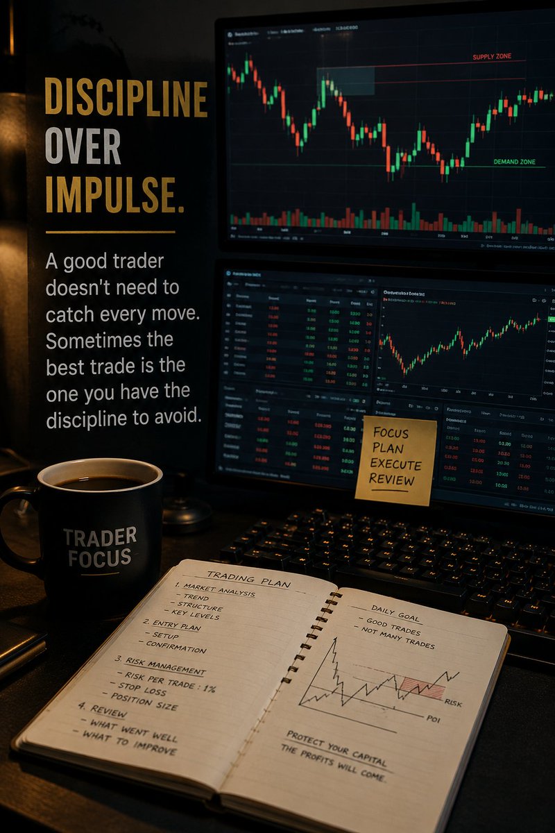 CalebIdoko19986's tweet photo. Discipline over impulse #Trading #RiskManagement #DayTrading #TradingMindset #Discipline #Consistency https://t.co/31AI9vK8xI