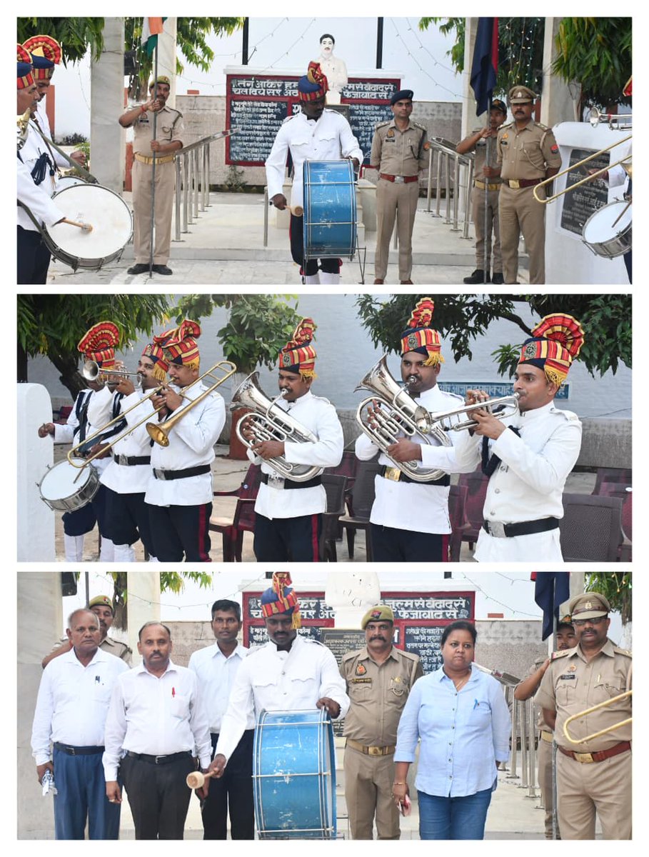 co30pacup's tweet photo. दिनांक 14.08.2026 को 'हर घर तिरंगा अभियान 2026' के अंतर्गत शहीद स्थलों/स्मारकों पर  देशप्रेम संबंधी धुन वादन के क्रम में  वाहिनी पीएसी बैंड द्वारा राजेंद्र नाथ लाहिड़ी शहीद स्मारक, गोण्डा तथा अयोध्या (तत्कालीन फैजाबाद) जेल परिसर स्थित अशफाक उल्ला खां शहीद स्मारक पर वंदे मातरम् एवं देशभक्ति गीतों की मधुर धुनों का वादन किया गया। 🎺देशभक्ति से ओत-प्रोत प्रस्तुति ने उपस्थित जनमानस में राष्ट्रप्रेम की भावना को और प्रबल किया। कार्यक्रम की आमजन ने सराहना की। #HarGharTiranga2026 #VandeMataram
@Uppolice
@dgpup
@Dgpacup
@igpacclkw
@CMOfficeUP