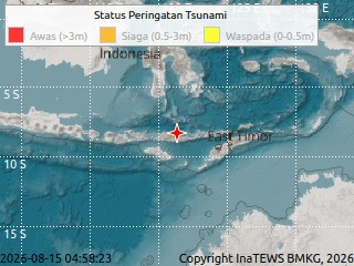 daryono_eq_talk's tweet photo. Peringatan Dini Tsunami di NTT, Gempa Magnitudo 7.0, 15 Agustus 2026 Pukul 04:58:23WIB, Lokasi episenter : 8.33LS,121.32BT, Kedalaman: 10Km ::BMKG https://t.co/3S6LdJ4CmA