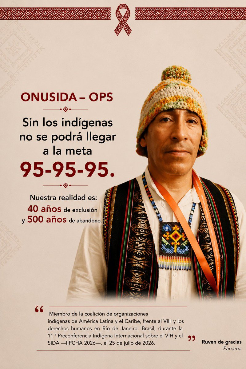 DeInternac46885's tweet photo. ONUSIDA – OPS sin los indígenas no se podrá llegar a la meta 95-95-95, nuestra realidad es 40 años de exclusión y 500 años de abandono. https://t.co/ys9FHA2wHg