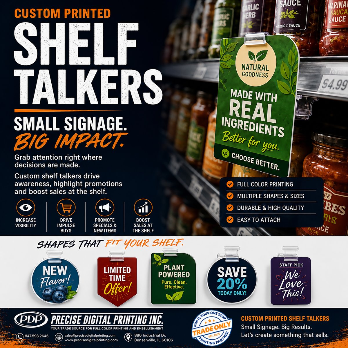 PrintingPrecise's tweet photo. Make Your Products Impossible to Miss!

CUSTOM PRINTED SHELF TALKERS
Small signage. BIG IMPACT.

Turn everyday shelf space into a powerful marketing opportunity. Custom shelf talkers help you:

Learn more here »» https://t.co/CQwRtisEmu https://t.co/zJ32NCK7nR