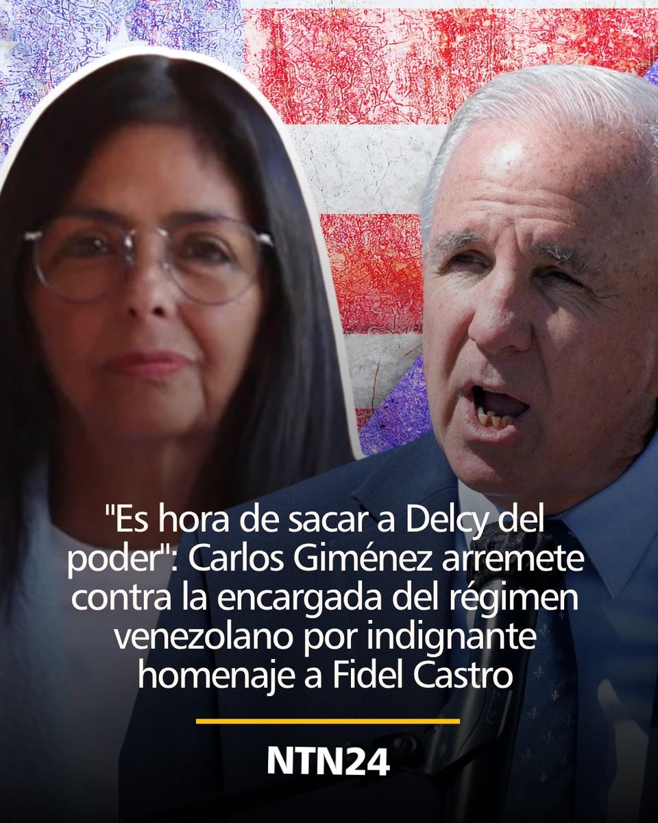 NTN24's tweet photo. La encargada del régimen de Venezuela elogió al fallecido dictador cubano con motivo del centenario de su nacimiento. Detalles en el primer comentario.
https://t.co/KVgdY8PbXE https://t.co/r3kuO99z6p