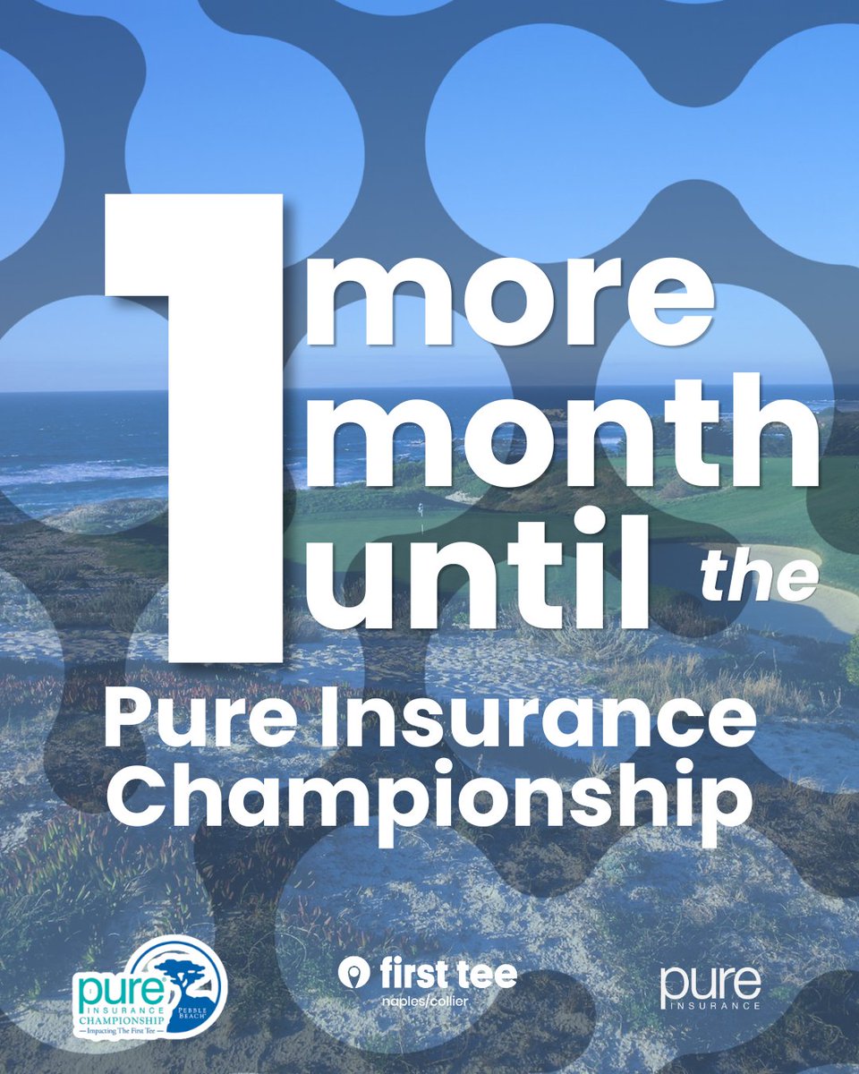 FirstTeeNaples's tweet photo. β³ Just 1 month away! Weβre counting down the days until the PURE Insurance Championship at Pebble Beachβan unforgettable event bringing together First Tee participants, PGA TOUR Champions, and amateurs from across the country.
#BuildingGameChangers #PureFirstTee https://t.co/XQIB3inipp