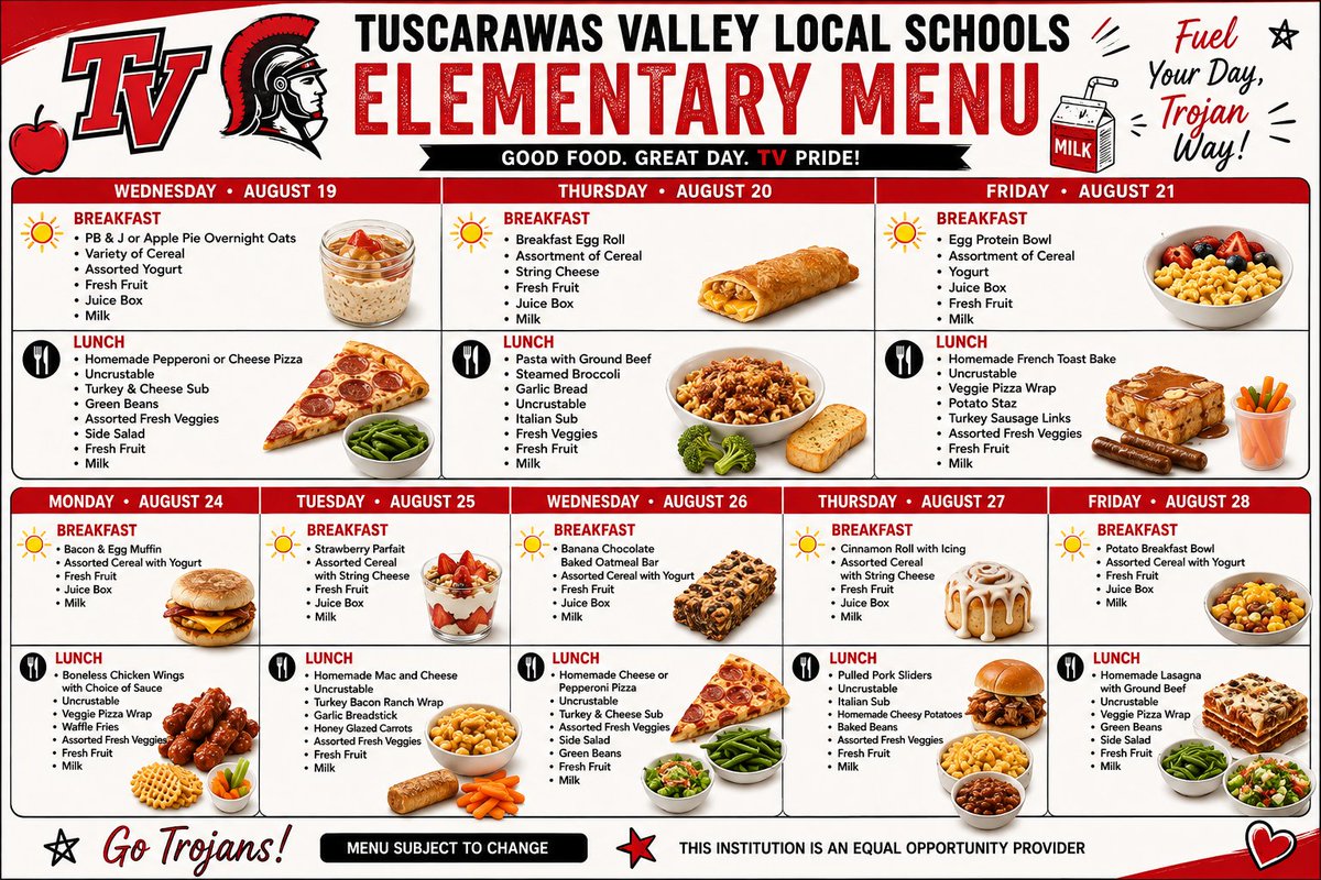 TVTrojans's tweet photo. Here are the August menus for TVES and TVMHS. https://t.co/DYAms2vm4d