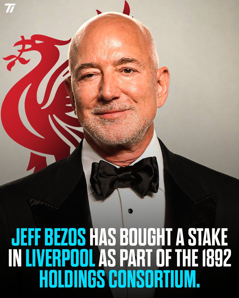 TrnsferIntel's tweet photo. Jeff Bezos and Eduardo Saverin join Liverpool FC as FSG sell 𝐎𝐍𝐄 𝐓𝐇𝐈𝐑𝐃 𝐒𝐓𝐀𝐊𝐄 to 1892 Holdings consortium. 💰🔴

Jeff Bezos has bought a stake in Liverpool as part of the 1892 Holdings consortium. https://t.co/3dnkBwAKn6