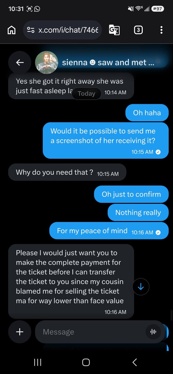 ridzish07's tweet photo. @heartsforfelix_ Warning: @heartsforfelix_  is operating a scam. Do not click their links, send them funds, or share personal info. They are impersonating legitimate services/users. Please block and report! https://t.co/gdmiywUyPR