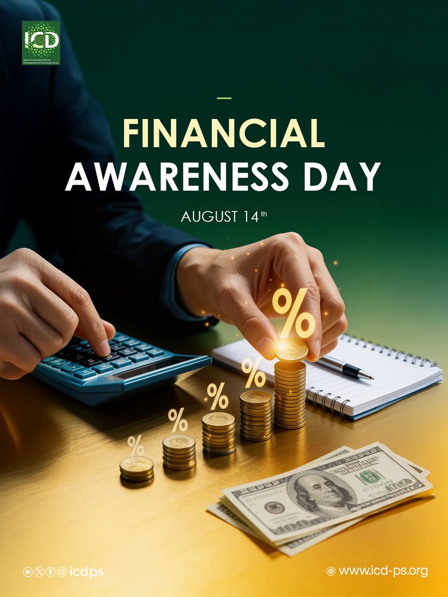 ICD_PS's tweet photo. Financial awareness strengthens the decisions that shape businesses, households, and economies.

On Financial Awareness Day, ICD highlights the importance of responsible finance, financial inclusion, and access to Shariah-compliant solutions that help enterprises grow with confidence.

Because stronger financial knowledge today can help build more resilient private sectors tomorrow.

Learn more about ICD’s financial solutions and development impact:
https://t.co/b91IyQc64p

#ICD #ProgressBeyondBorders #FinancialAwareness #FinancialInclusion #IslamicFinance #PrivateSectorDevelopment