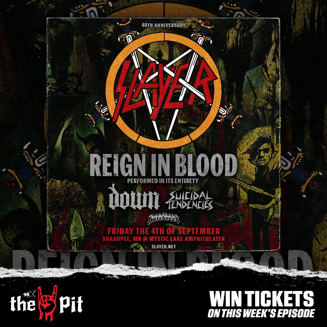 93XRadio's tweet photo. 🔥 Saturday night = @ThePit93x!

🎸 Kato &amp; Graham bring new tracks from X COMM, Knocked Loose &amp; Ceremony

🍻 Sponsored by WarPigs Brewing Heavy Metal Trivia Night on Aug 20. 

🎟️ Win tickets to Slayer, and Dying Fetus &amp; Sanguisugabogg.

📻 10PM Saturday on 93X. 🤘 https://t.co/4nJiCifE7s