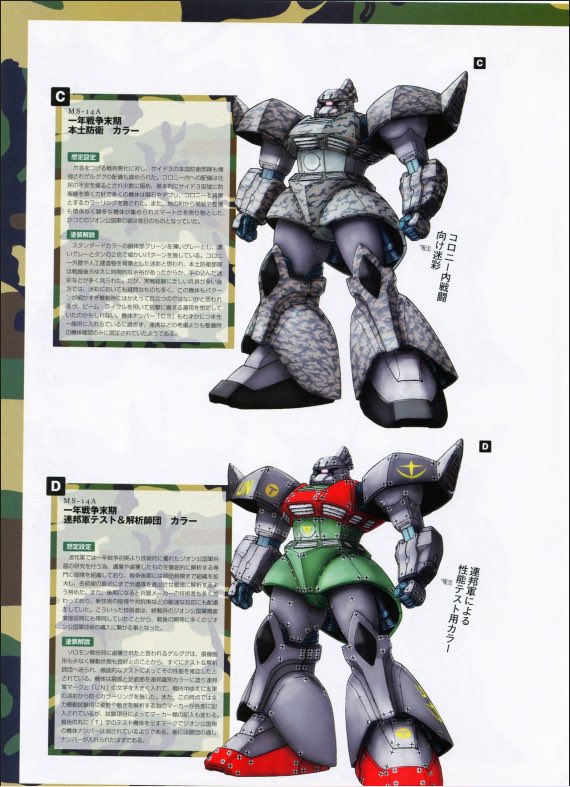 suguremashita's tweet photo. I def want make another desert Gelgoog and maybe do some of the camo schemes seen here as well https://t.co/ALdk1v73t8