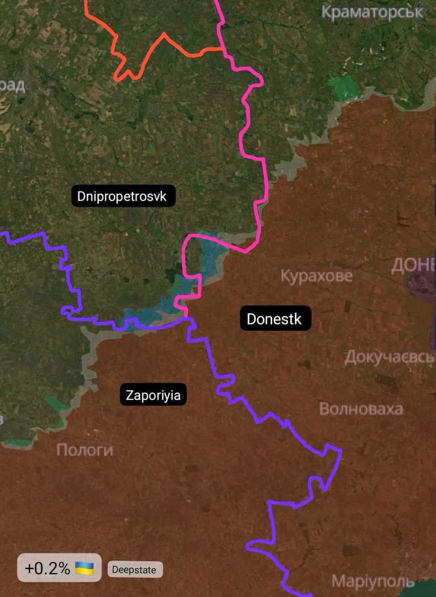Snabanik90's tweet photo. 🇺🇦💥🇷🇺: #Ukrainewar

Las Fuerzas Armadas de Ucrania, finalizaron una operación de contraofensiva de 8 meses, entre las regiones fronterizas de Donetsk, Zaporiyia y Dnipropetrosvk.

Según Deepstate, el contrataques resultó en una recuperación de 150 km2 (0.2%) de territorio. https://t.co/lfLQDpY7yn