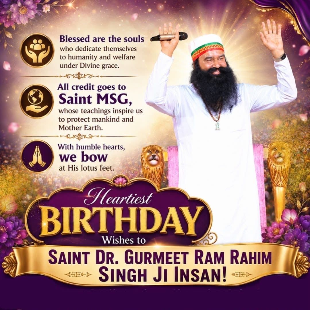 k_mausami's tweet photo. Millions of hearts r filled with deep gratitude n devotion for #59वां_अवतार_दिवस of Saint Gurmeet Ram Rahim Singh Ji. On the account of #MSGBhandaraCelebration, different welfare works r being performed worldwide like Blood donation, tree plantation etc. by DSS devotees. https://t.co/ngSDao5qS7