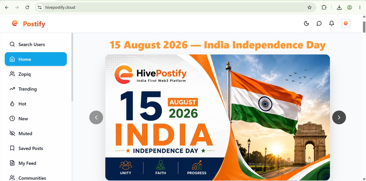 HivePostifyPk's tweet photo. 🇮🇳 79 Years of Freedom. One Nation. A Future Full of Possibilities.

On this Independence Day, we extend our warm wishes to the people of India as they celebrate 79 years of independence.

From Pakistan 🇵🇰, we recognize the talent, creativity, innovation, and potential of India’s youth. In an increasingly connected digital world, Web3 is creating new opportunities for creators, developers, freelancers, and communities across borders.

HivePostify is proud to support the growing spirit of digital creativity and innovation in South Asia.

Wishing everyone in India a peaceful and meaningful Independence Day. 🇮🇳

Happy Independence Day!

#India #15August #IndependenceDay #Web3 #HivePostify #DigitalInnovation