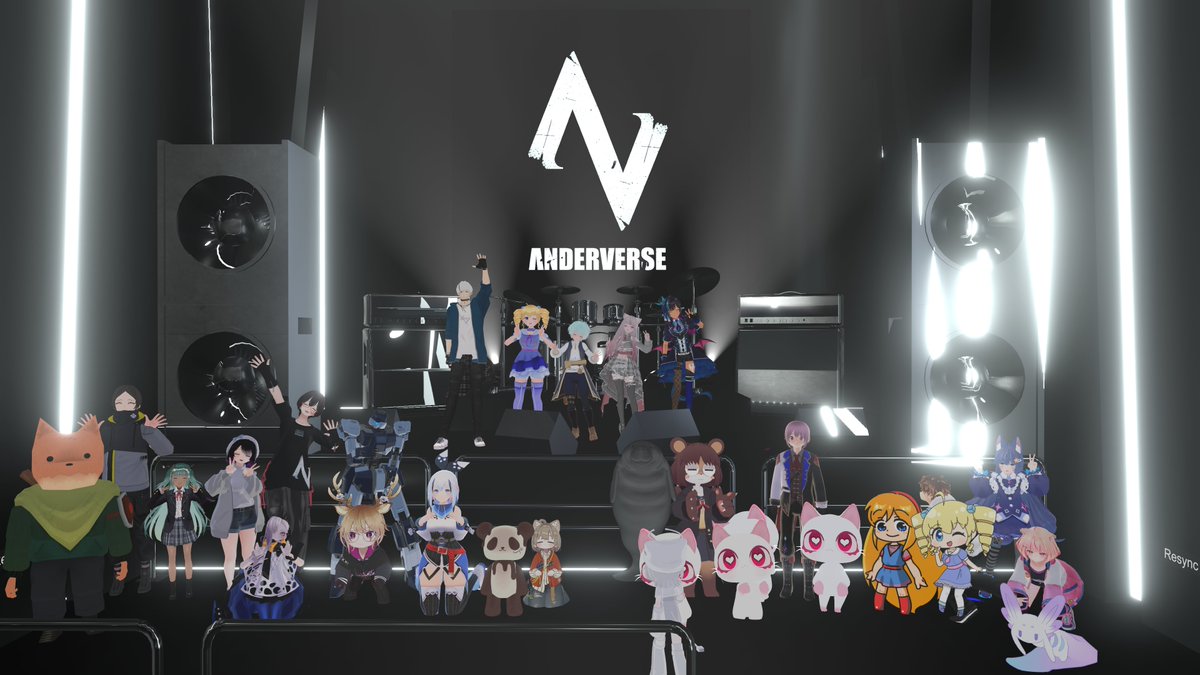 Third_910's tweet photo. ΛNDERVERSEでβ2テストされた #MultiVerseSystem
・ブラウザで動作するメタバースを準備して
　#VRChat での音楽ライブの演者さんを3D投影
・3DoFだけどスマホVRでもパフォーマンスを楽しめる
・適宜ステージ上がスクリーンにも切り替わる
配信勢もVRchat勢も同じイベントとして楽しめる！ https://t.co/wdl88NKEfJ