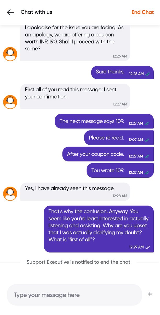 SeagullCurious's tweet photo. @Swiggy @SwiggyCares
 Do you actually have a test for hiring the absolute worst of the clowns for your customer care, lads?

This is "Waseem Akram" (surprise surprise). https://t.co/HId3BFwW5M