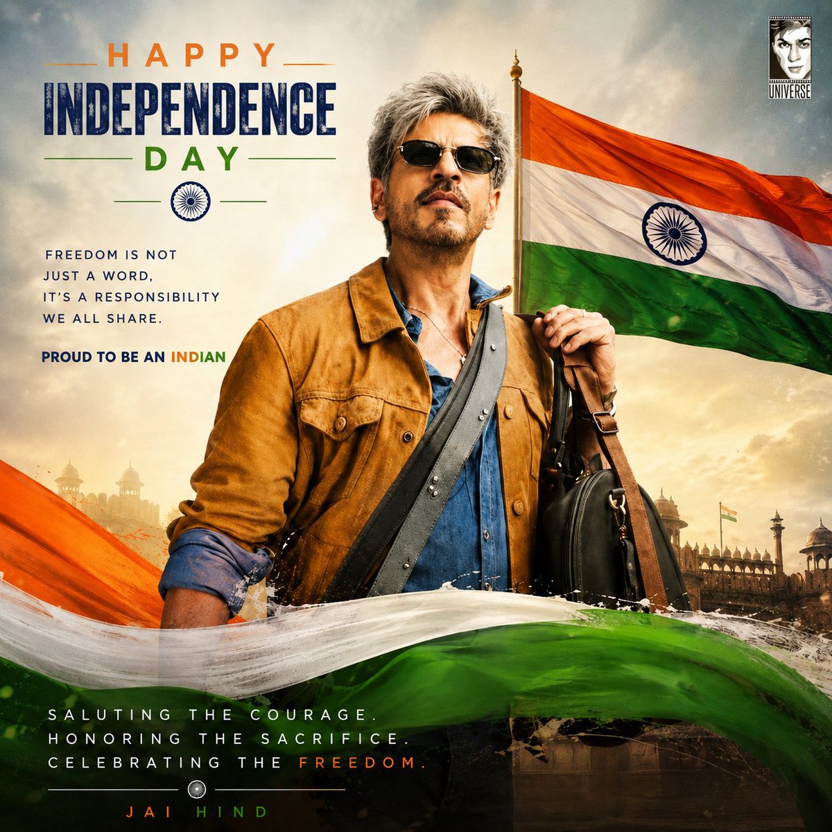 SRKUniverse's tweet photo. Freedom is more than a right; it is a responsibility. 🇮🇳 Let’s remember the sacrifices of our heroes, stand united as one, and work towards a stronger and brighter India. Wishing everyone a proud and Happy Independence Day! ❤️✨

#IndependenceDay #IndependenceDay2026 #Bharat #80thindependenceday #SRK #ShahRukhKhan