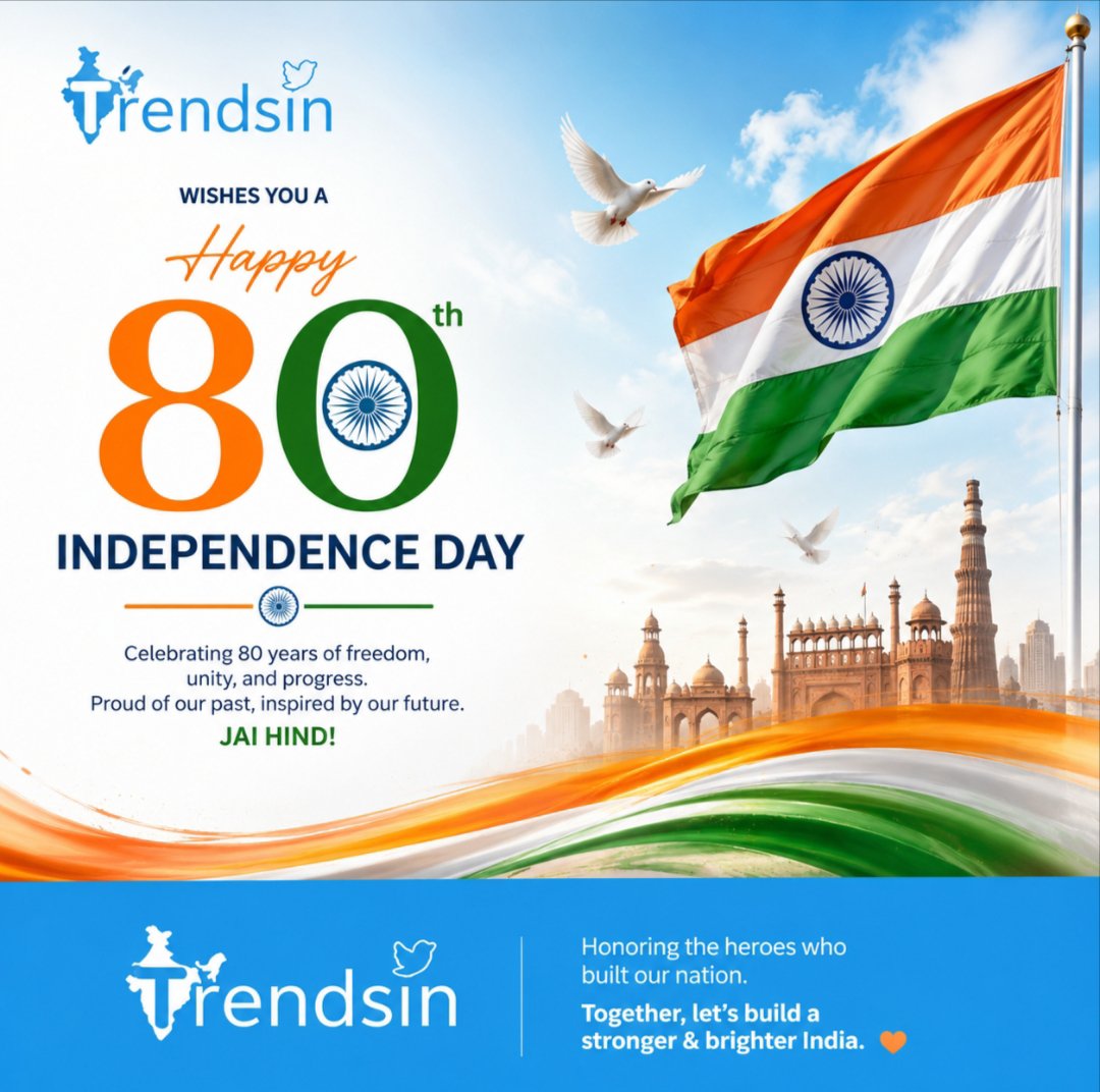 TrendsIn_India's tweet photo. Happy Independence to all of you. 🇮🇳
#HarGharTiranga #trendsin #trendingpost #trendingnow https://t.co/yPmXfBF5mu