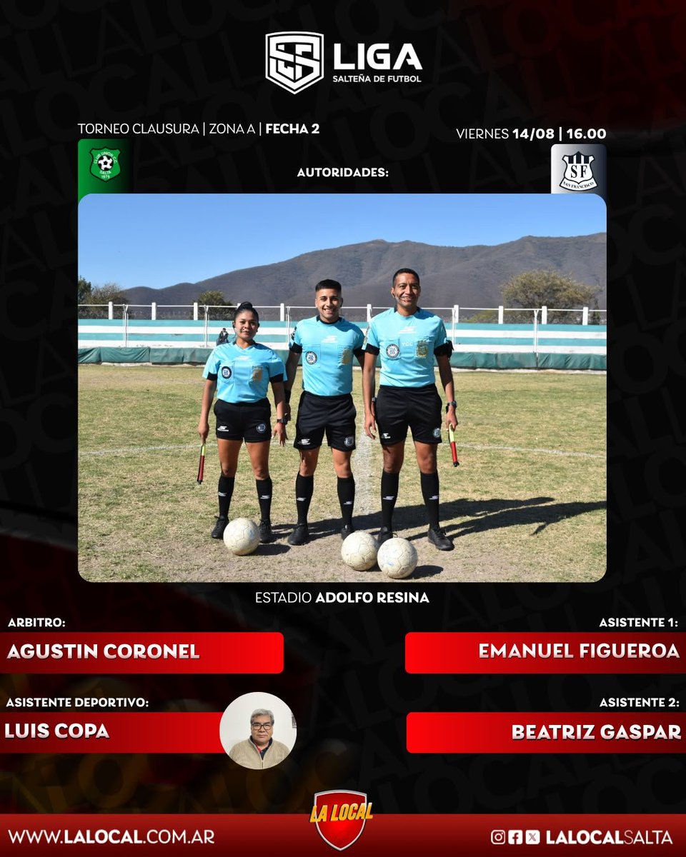 CarlosSC90's tweet photo. 🏆 #Anual2026|Clausura - Zona A - Fecha 2| 
🪪 Están son las autoridades del partido
 📌#DepUnión 0  🆚📌#SanFrancisco 0 https://t.co/fWRD6mWBnC