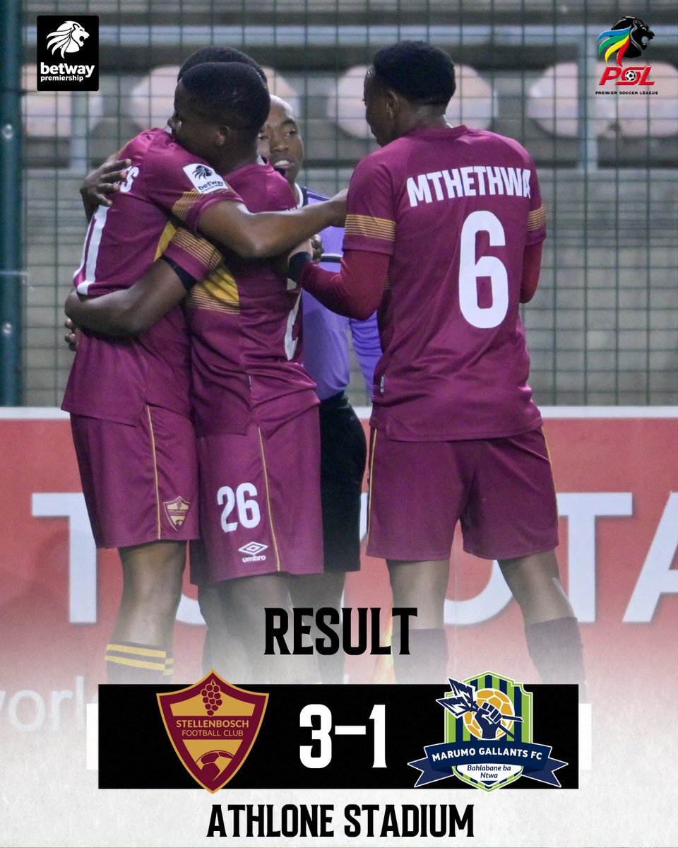 OfficialPSL's tweet photo. #BetwayPrem - RESULT:

Quwan Plaatjies nets the first hat-trick of the 2026/2027 season @StellenboschFC pick up maximum points at home. https://t.co/IWwETGYZU6